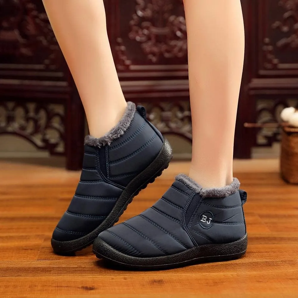 Hbeylia Winter Snow Boots For Women Ladies Waterproof Thermal Faux Fur Lined Non Slip Low Heels Ankle Booties Soft Cozy Warm Plush Fleece Lining Short Boots For Cold Weather Outdoor Ski Skiing Hiking