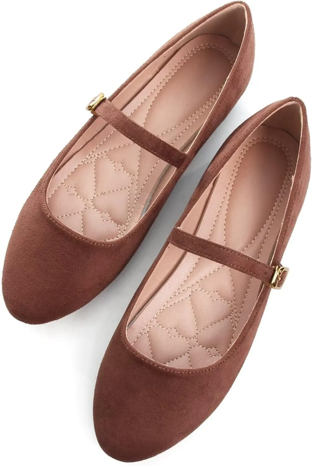 HuangTaiJi Qing Women's Fashion Mary Janes Shoes Ankle Buckle Round Toe Flats Shoes Comfort Walking Dressy Ballerina Flats