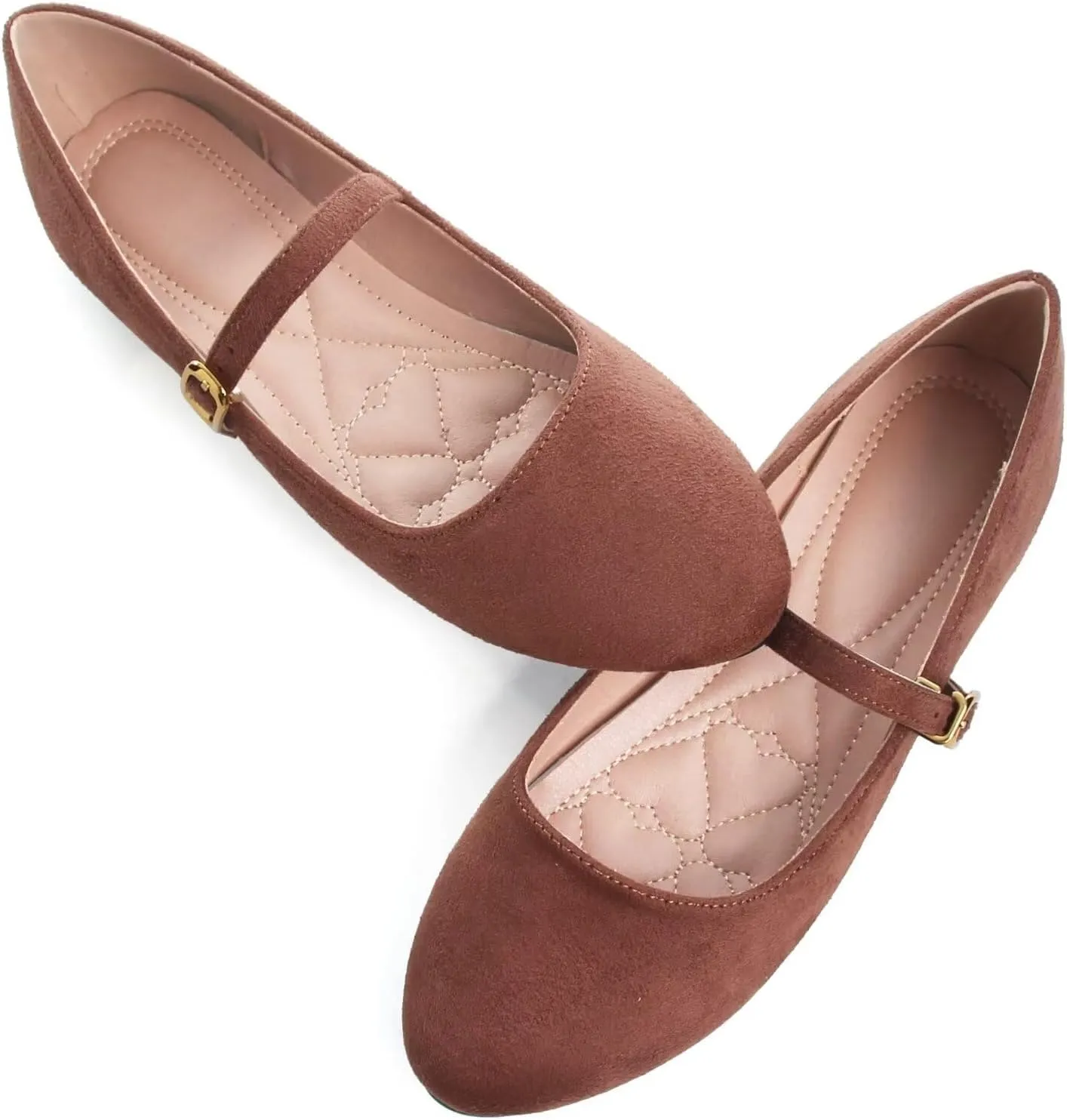 HuangTaiJi Qing Women's Fashion Mary Janes Shoes Ankle Buckle Round Toe Flats Shoes Comfort Walking Dressy Ballerina Flats