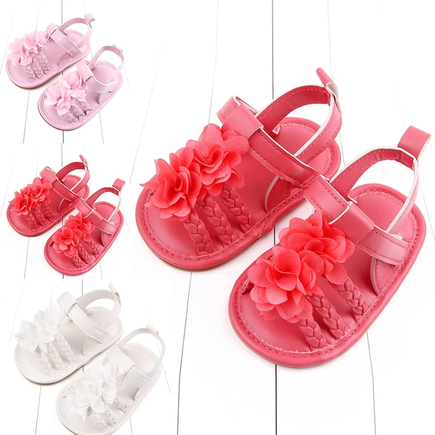 Infant Baby Girls Cute Sweet Sandals Summer Soft Sole Anti-Slip First Walking Shoes Toddler 2025 Trendy Dress Shoes