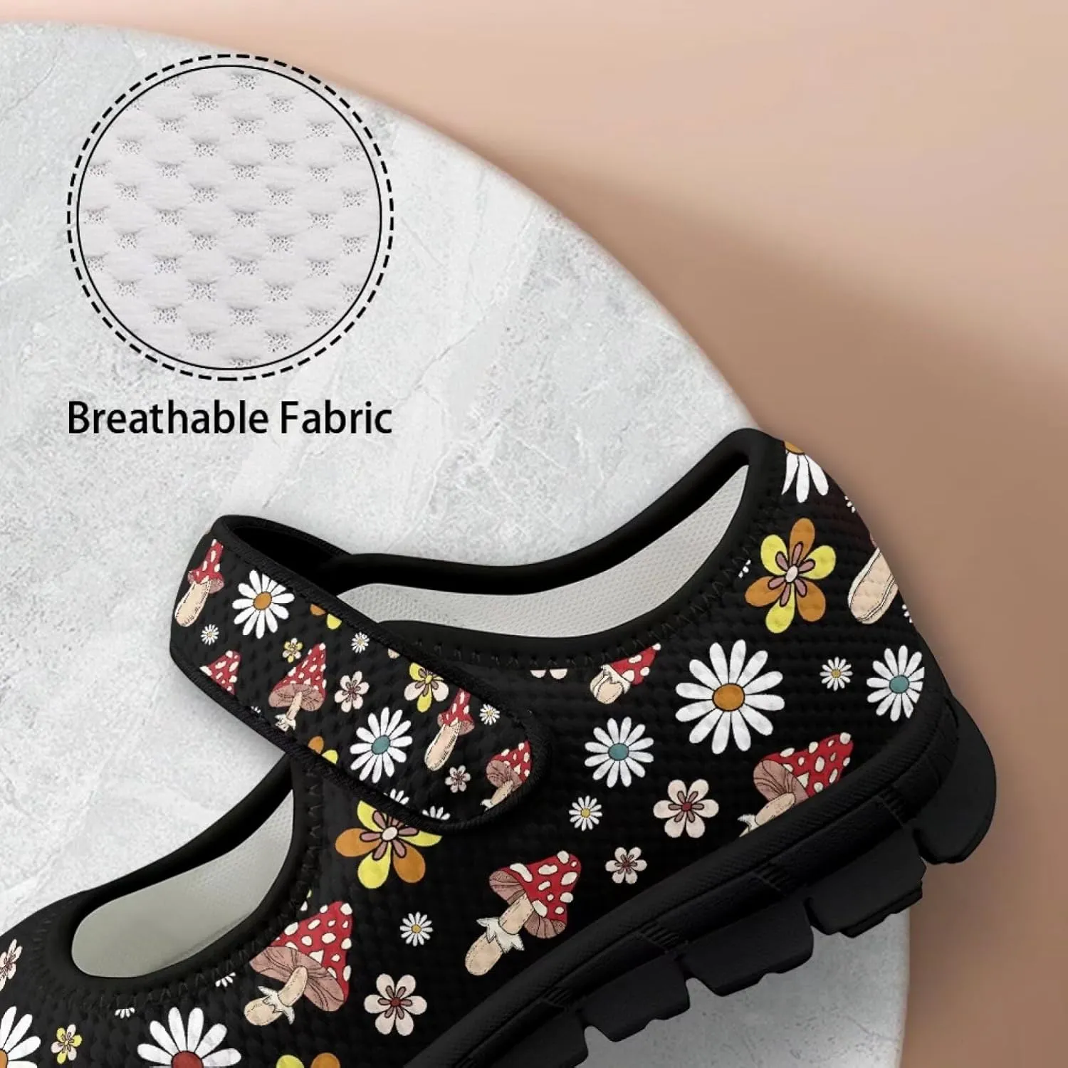 Jeiento Slip On Mushroom Pattern Mary Jane Flats Ballet Flats Shoes for Women Casual Dress Shoes