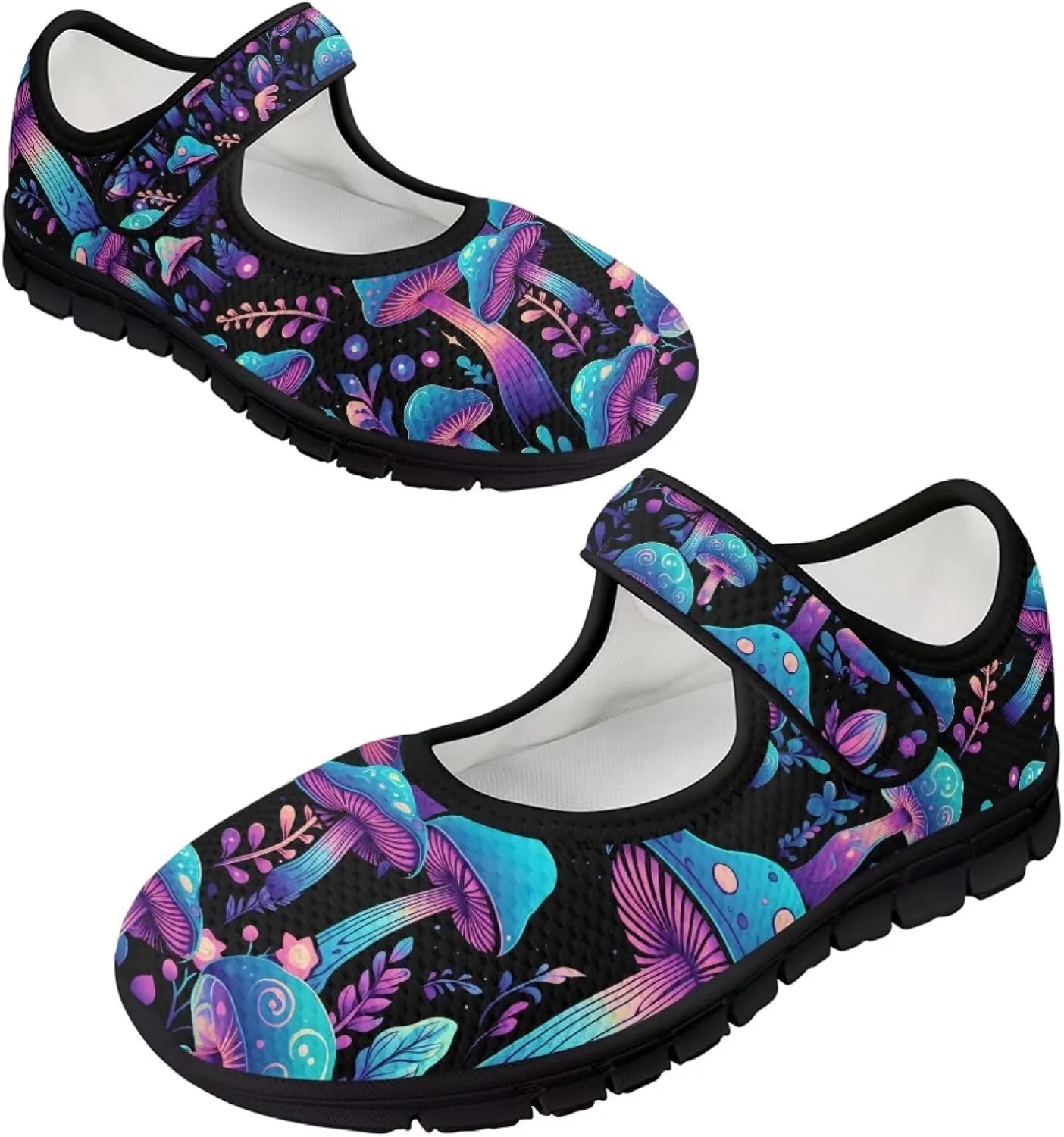 Jeiento Slip On Mushroom Pattern Mary Jane Flats Ballet Flats Shoes for Women Casual Dress Shoes