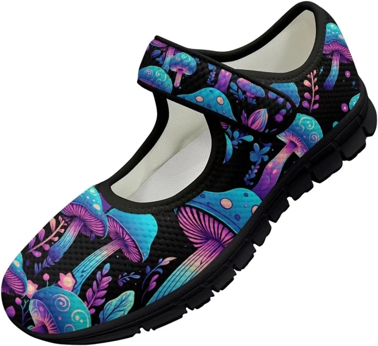 Jeiento Slip On Mushroom Pattern Mary Jane Flats Ballet Flats Shoes for Women Casual Dress Shoes