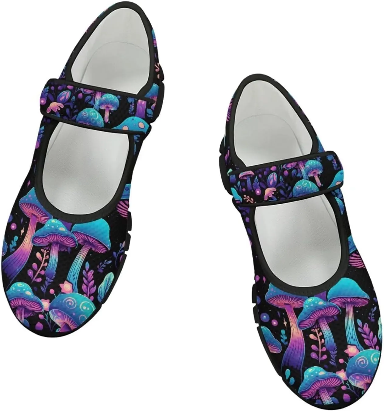 Jeiento Slip On Mushroom Pattern Mary Jane Flats Ballet Flats Shoes for Women Casual Dress Shoes