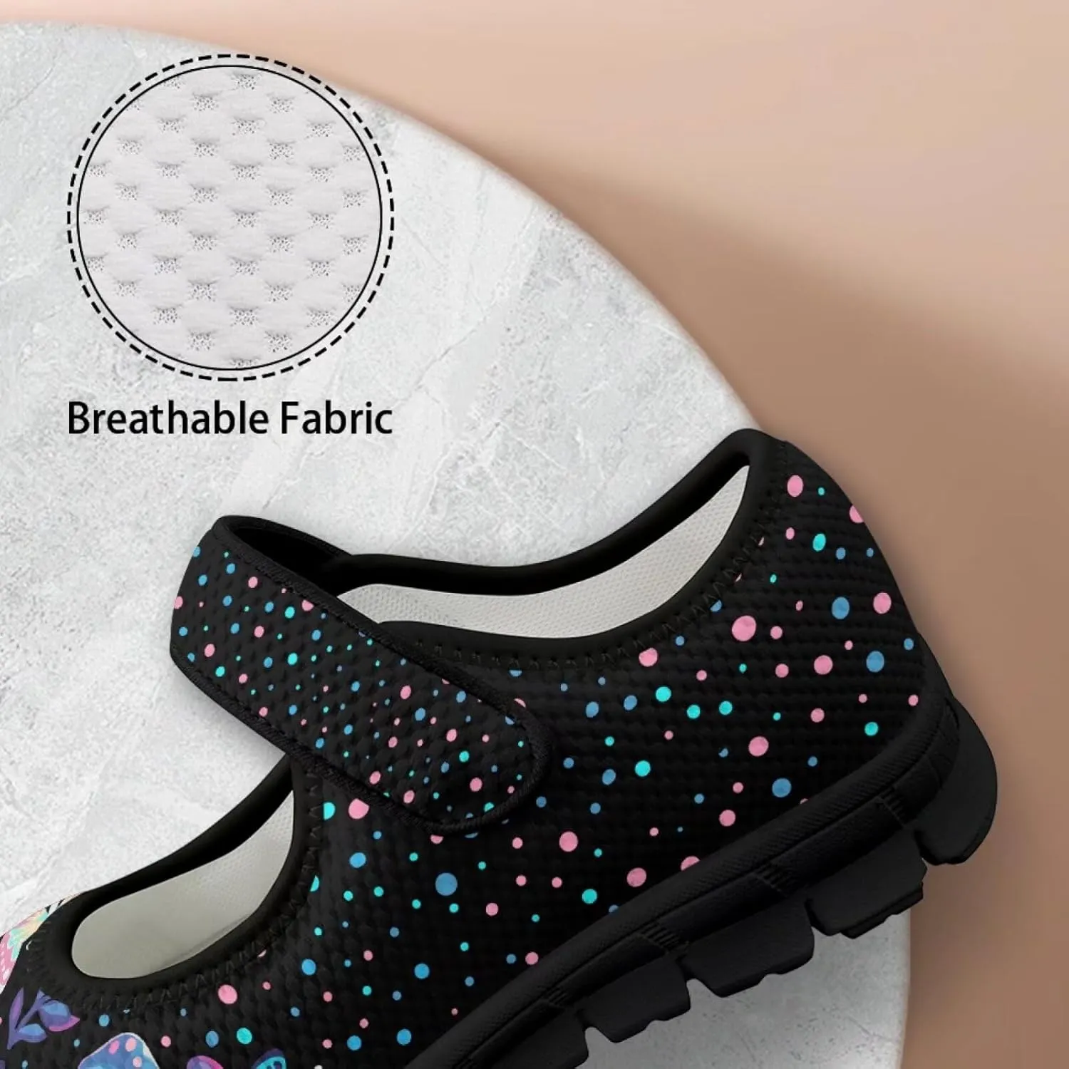 Jeiento Slip On Mushroom Pattern Mary Jane Flats Ballet Flats Shoes for Women Casual Dress Shoes