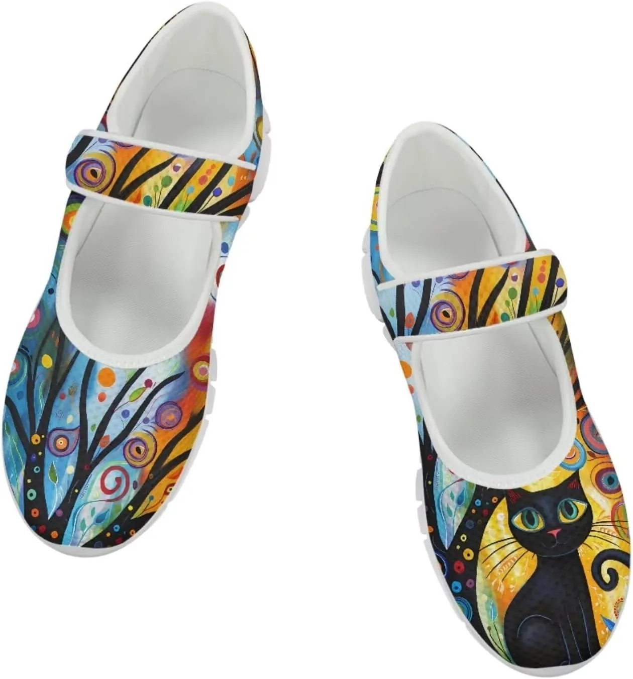 JoyLamoria Aztec Running Horse Walking Shoes Stylish Strap Mary Jane Shoes Adjustable Barefoot Shoes Womens US 4-9
