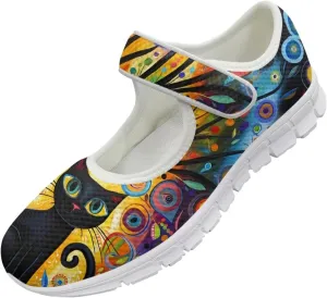 JoyLamoria Aztec Running Horse Walking Shoes Stylish Strap Mary Jane Shoes Adjustable Barefoot Shoes Womens US 4-9