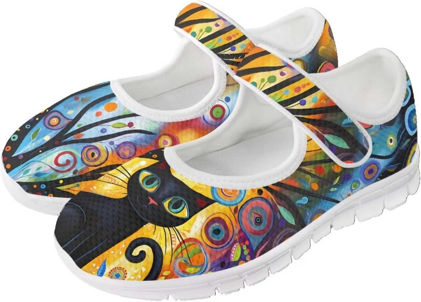 JoyLamoria Aztec Running Horse Walking Shoes Stylish Strap Mary Jane Shoes Adjustable Barefoot Shoes Womens US 4-9