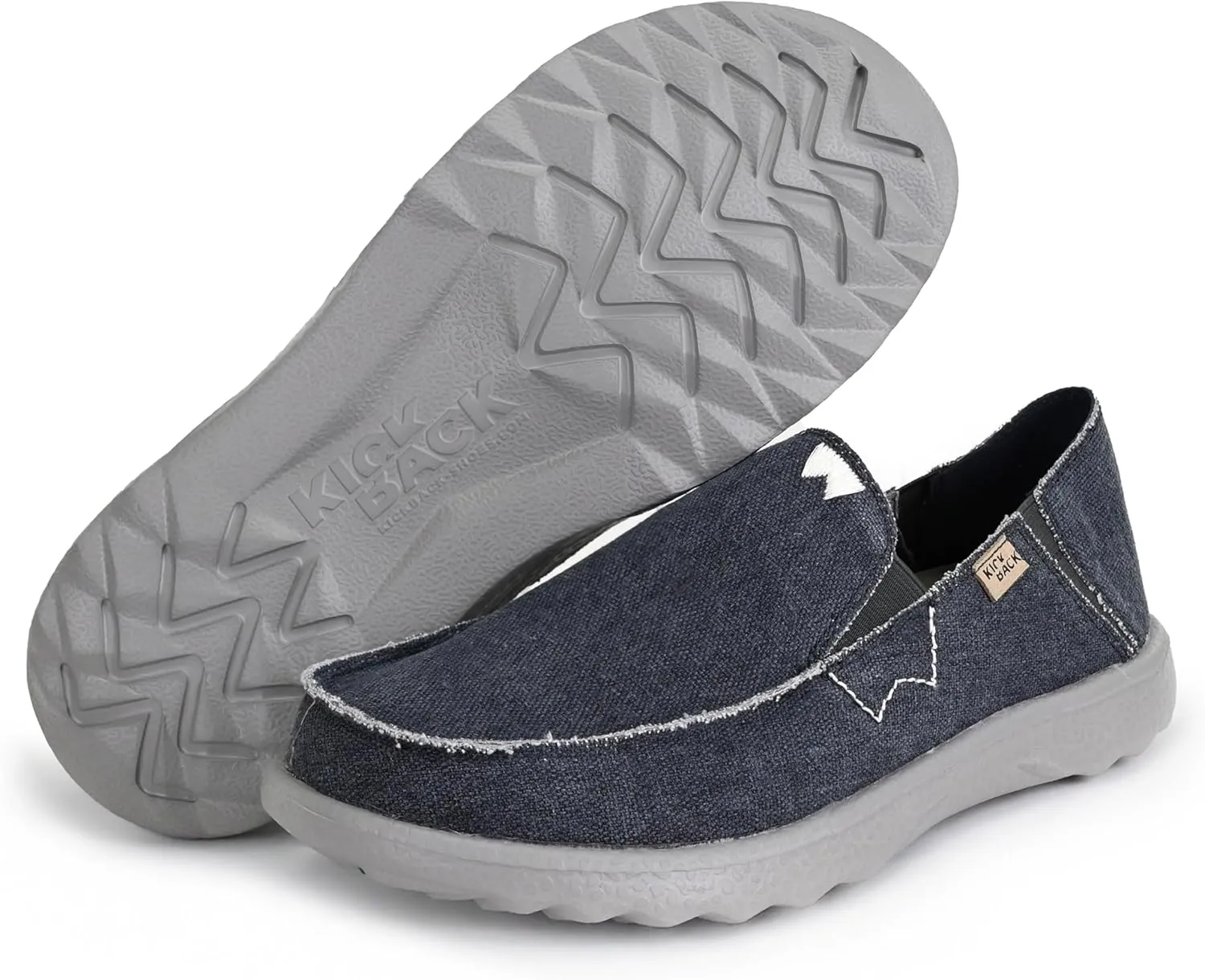Kickback Couch 2.0 - Men's Grey Canvas Loafers - Lightweight Slip On Casual Shoes - All Day Comfort - Convertible Mule/Slider Design