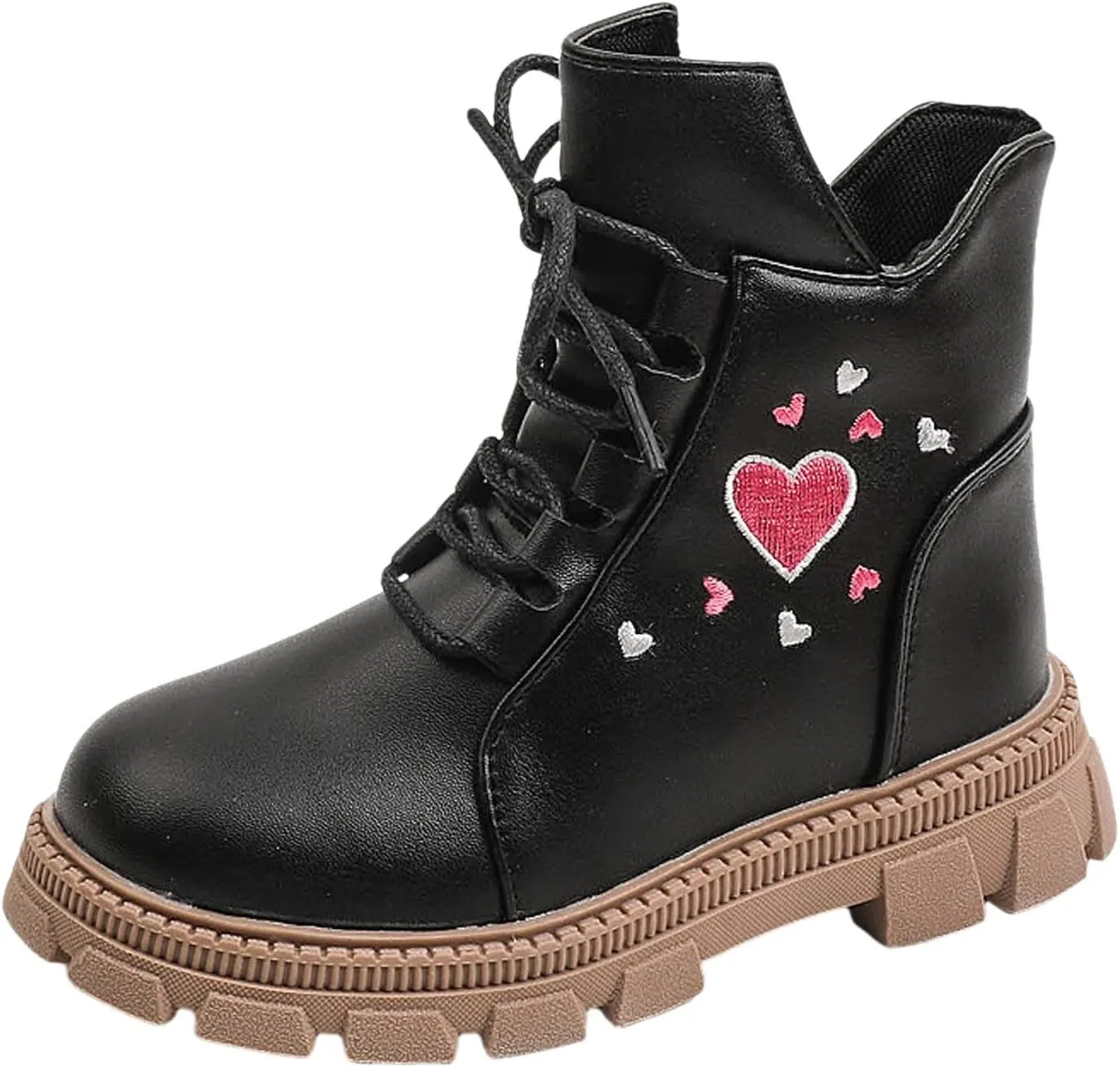 Kids Ankle Boots Girls Boys Low Wedge Heel Booties Fashion Heart Boots Winter Snow Boots Anti-Slip Outdoor Shoes
