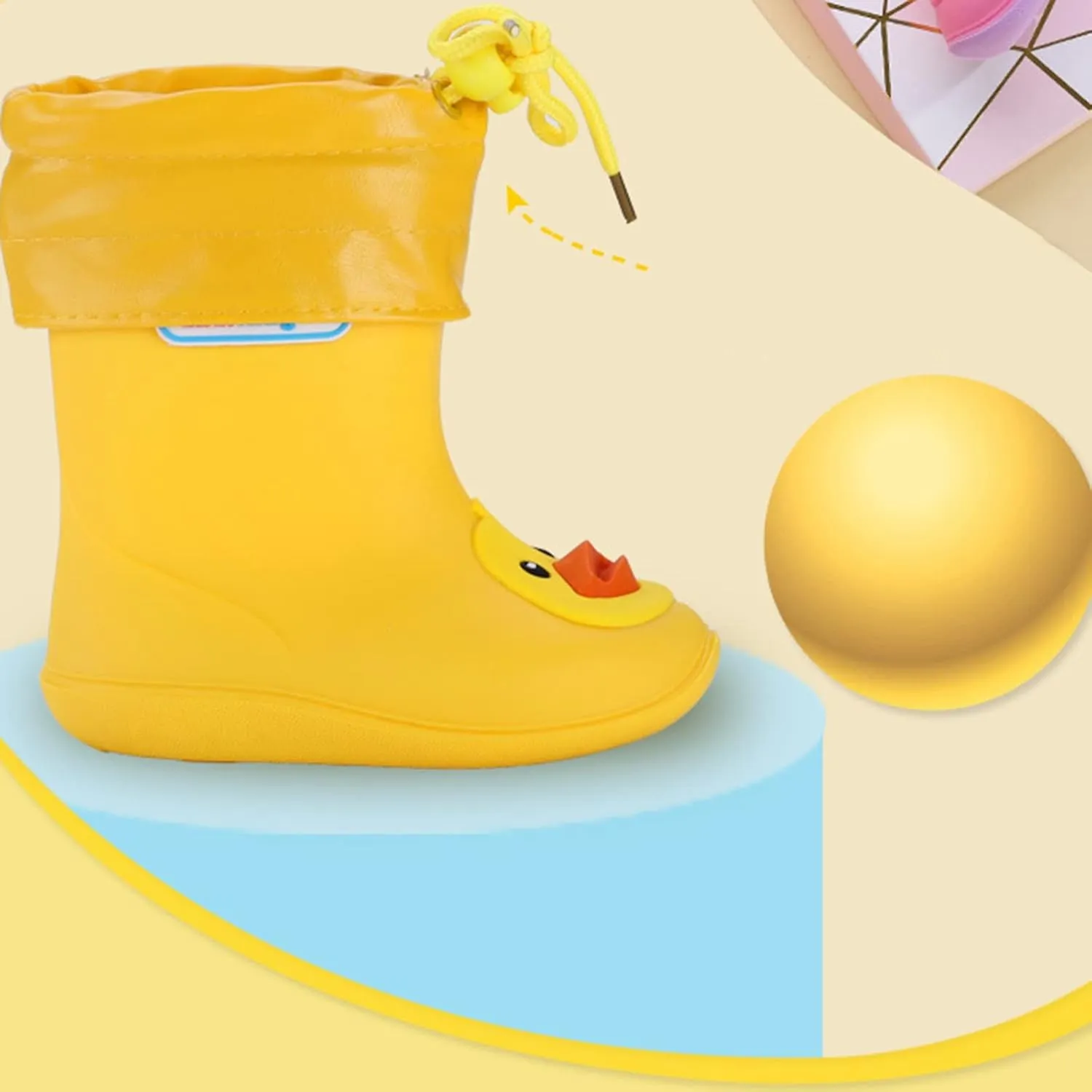 Kids Rain Boots Boys Girls Lightweight Boots Waterproof Easy-on Outdoor Playing Rain Boot Unisex-Child