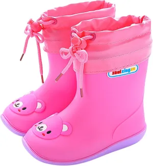 Kids Rain Boots Boys Girls Lightweight Boots Waterproof Easy-on Outdoor Playing Rain Boot Unisex-Child