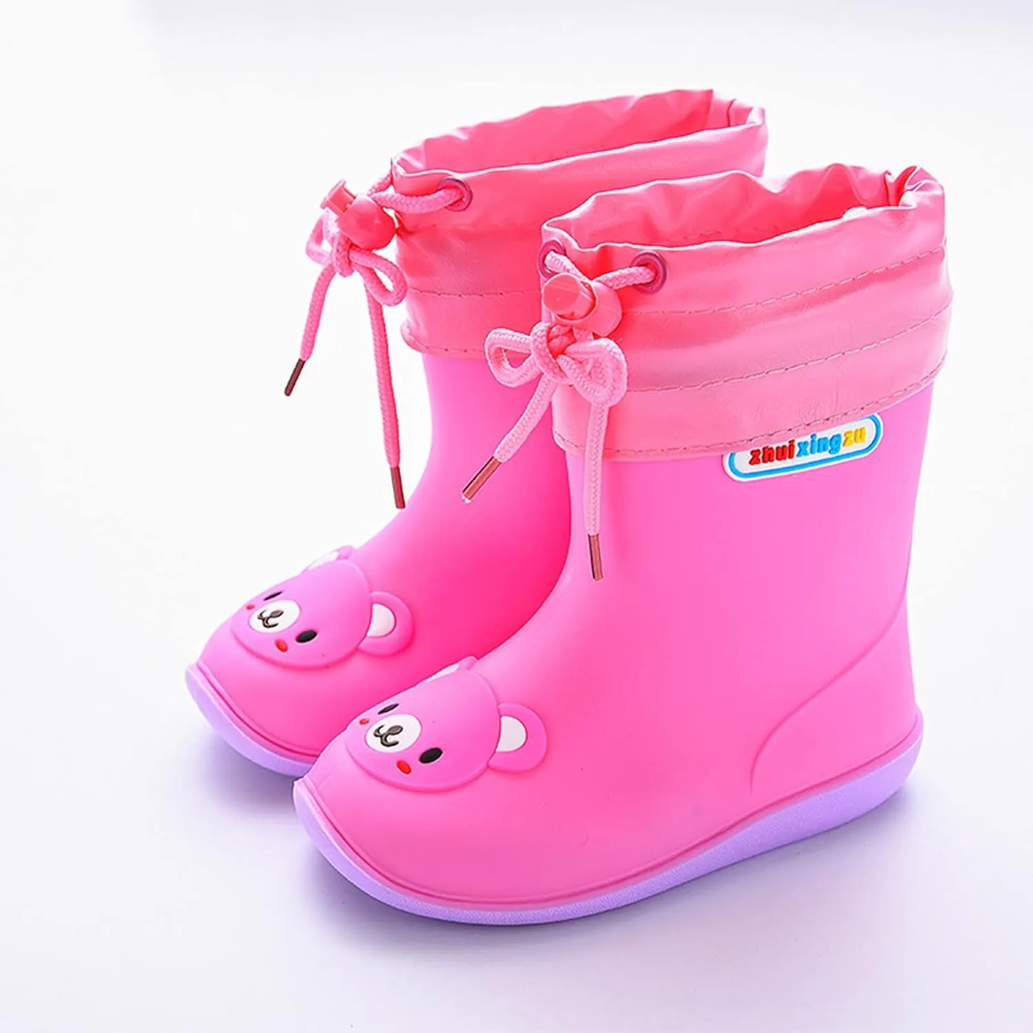 Kids Rain Boots Boys Girls Lightweight Boots Waterproof Easy-on Outdoor Playing Rain Boot Unisex-Child