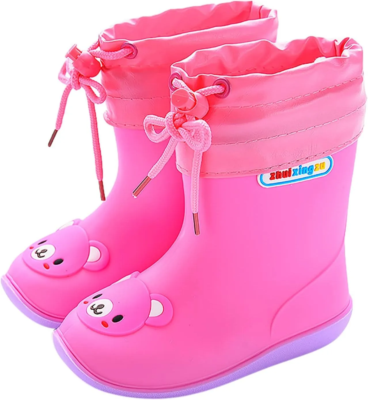 Kids Rain Boots Boys Girls Lightweight Boots Waterproof Easy-on Outdoor Playing Rain Boot Unisex-Child