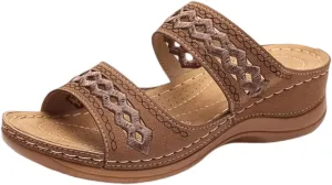 Ladmiple Summer Sandals for Women 2023 Wedge Slides Sandal Breathable Slip On Open Toe Dressy Comfort Orthopedic Sandals