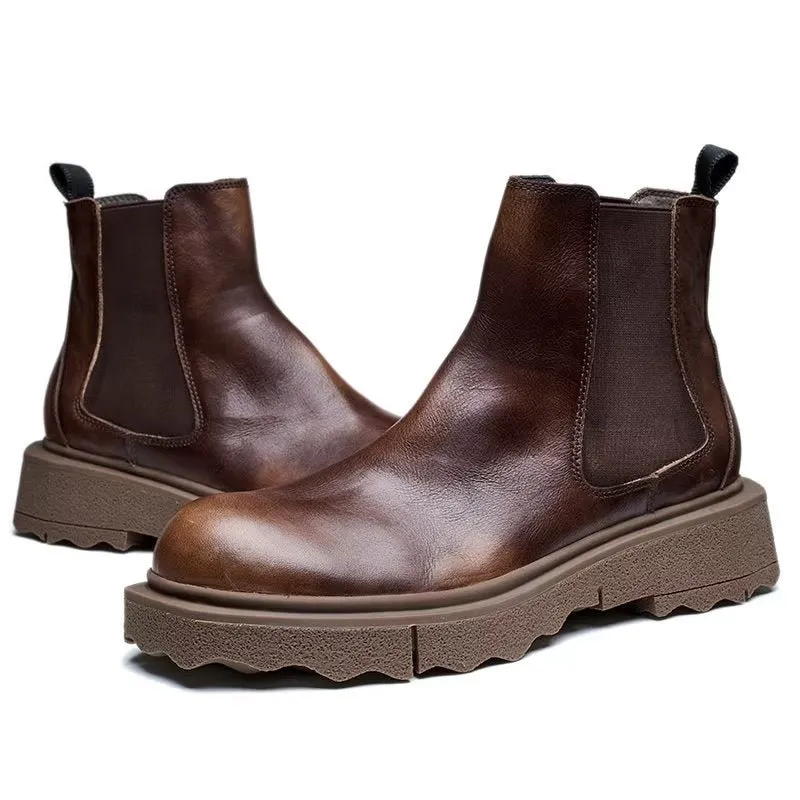 LeatherLux Elegance Slip On Ankle Boots