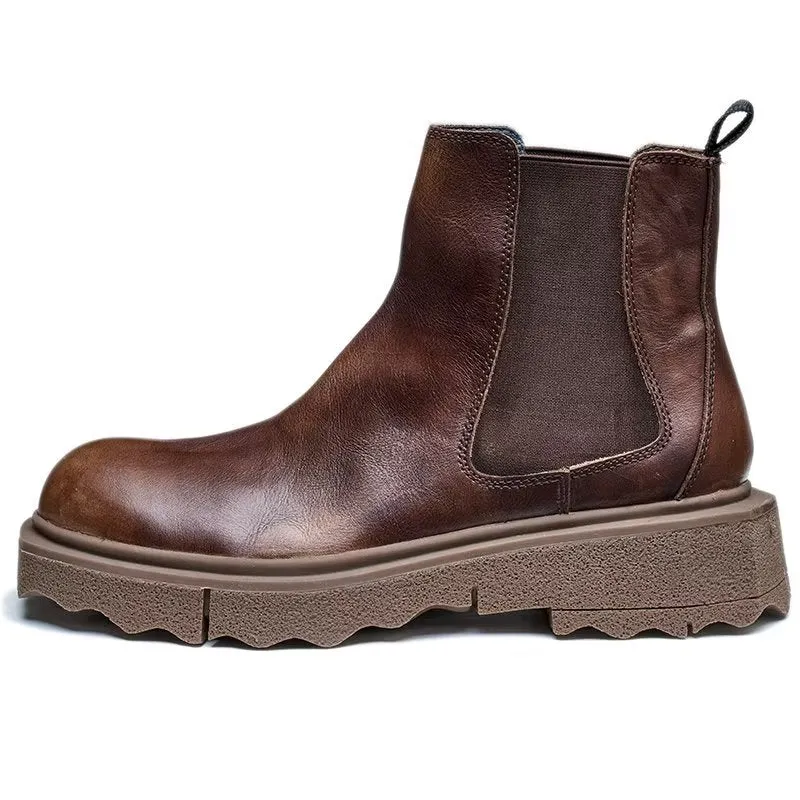 LeatherLux Elegance Slip On Ankle Boots