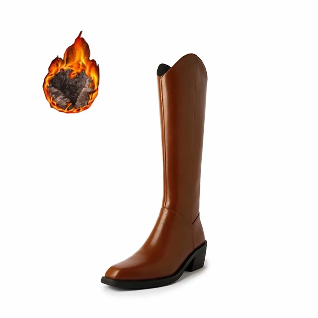 LeatherLux Opulent Square Toe Winter Boots 1