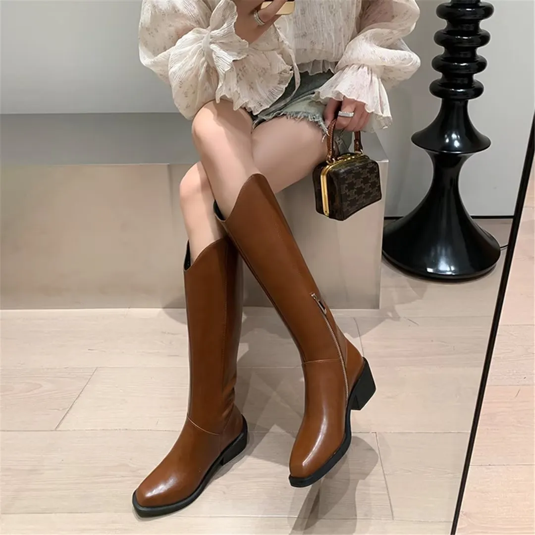 LeatherLux Opulent Square Toe Winter Boots 1