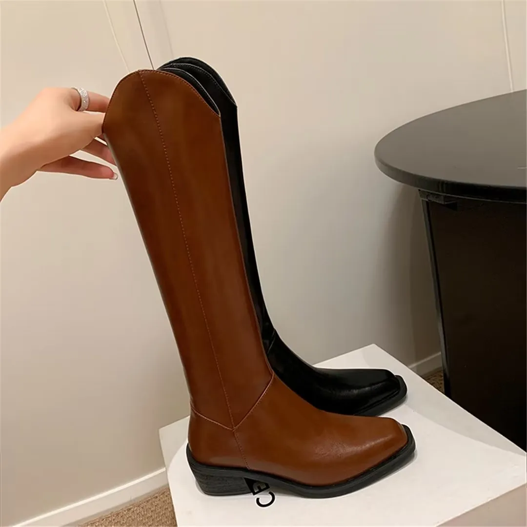 LeatherLux Opulent Square Toe Winter Boots 1
