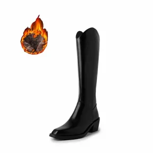 LeatherLux Opulent Square Toe Winter Boots 1