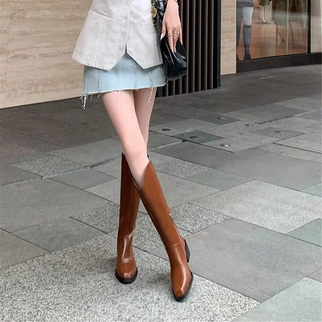 LeatherLux Opulent Square Toe Winter Boots 1