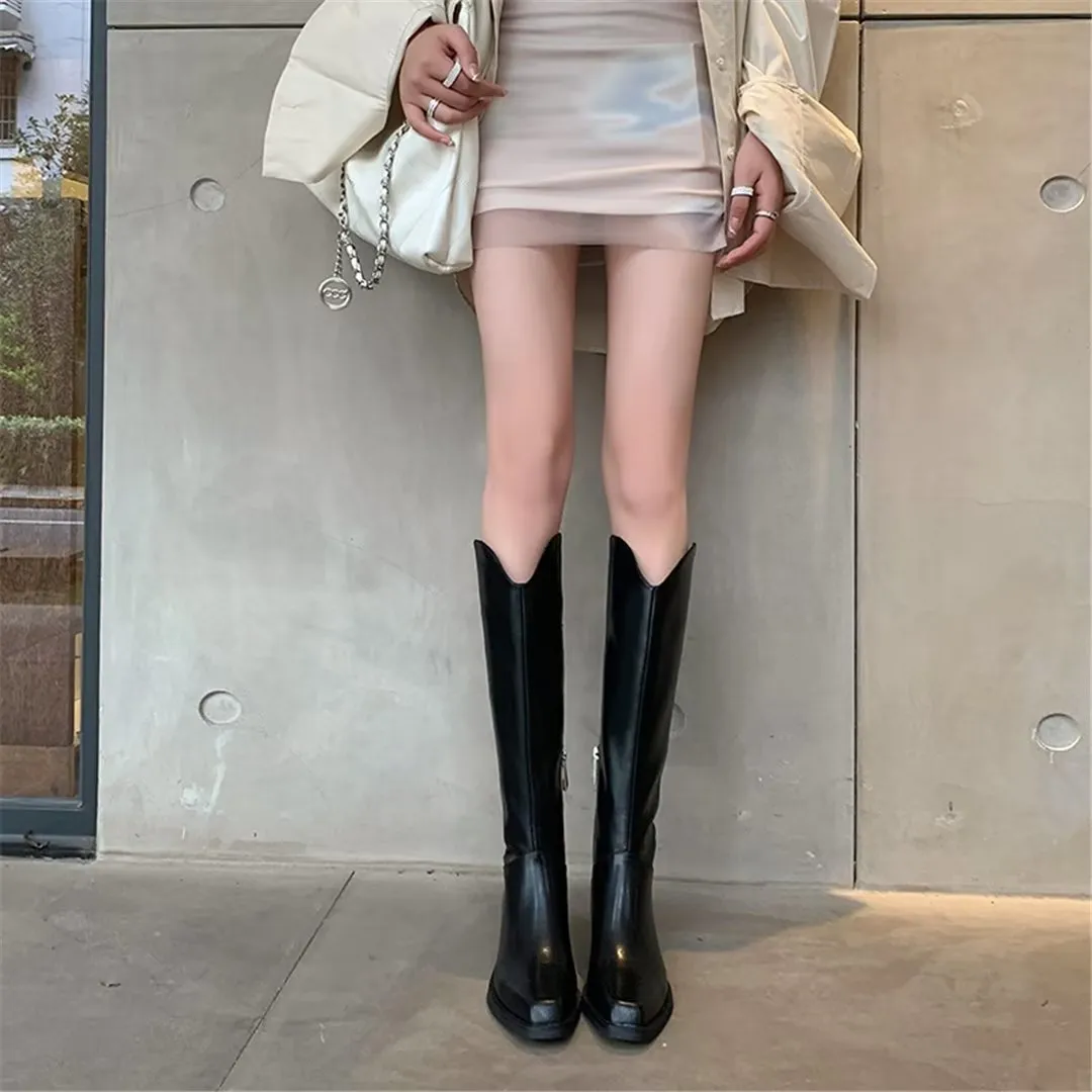 LeatherLux Opulent Square Toe Winter Boots 1