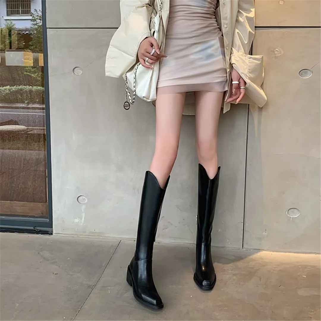 LeatherLux Opulent Square Toe Winter Boots 1
