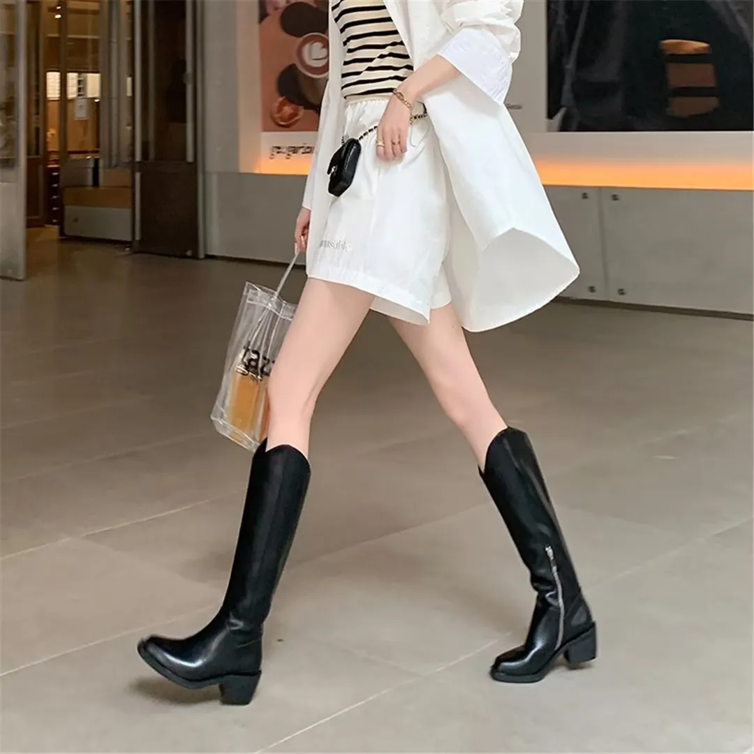 LeatherLux Opulent Square Toe Winter Boots 1