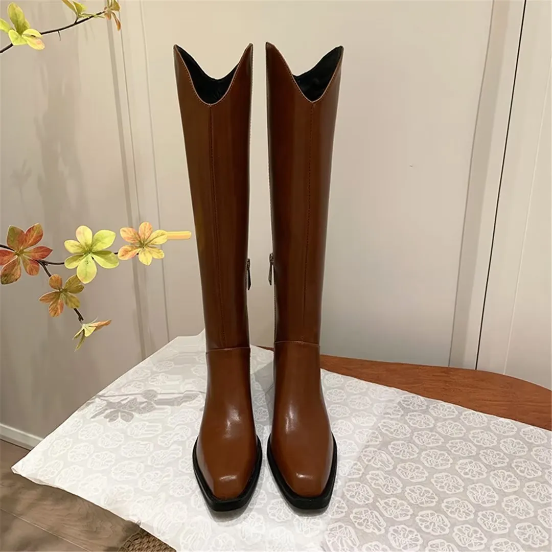 LeatherLux Opulent Square Toe Winter Boots 1