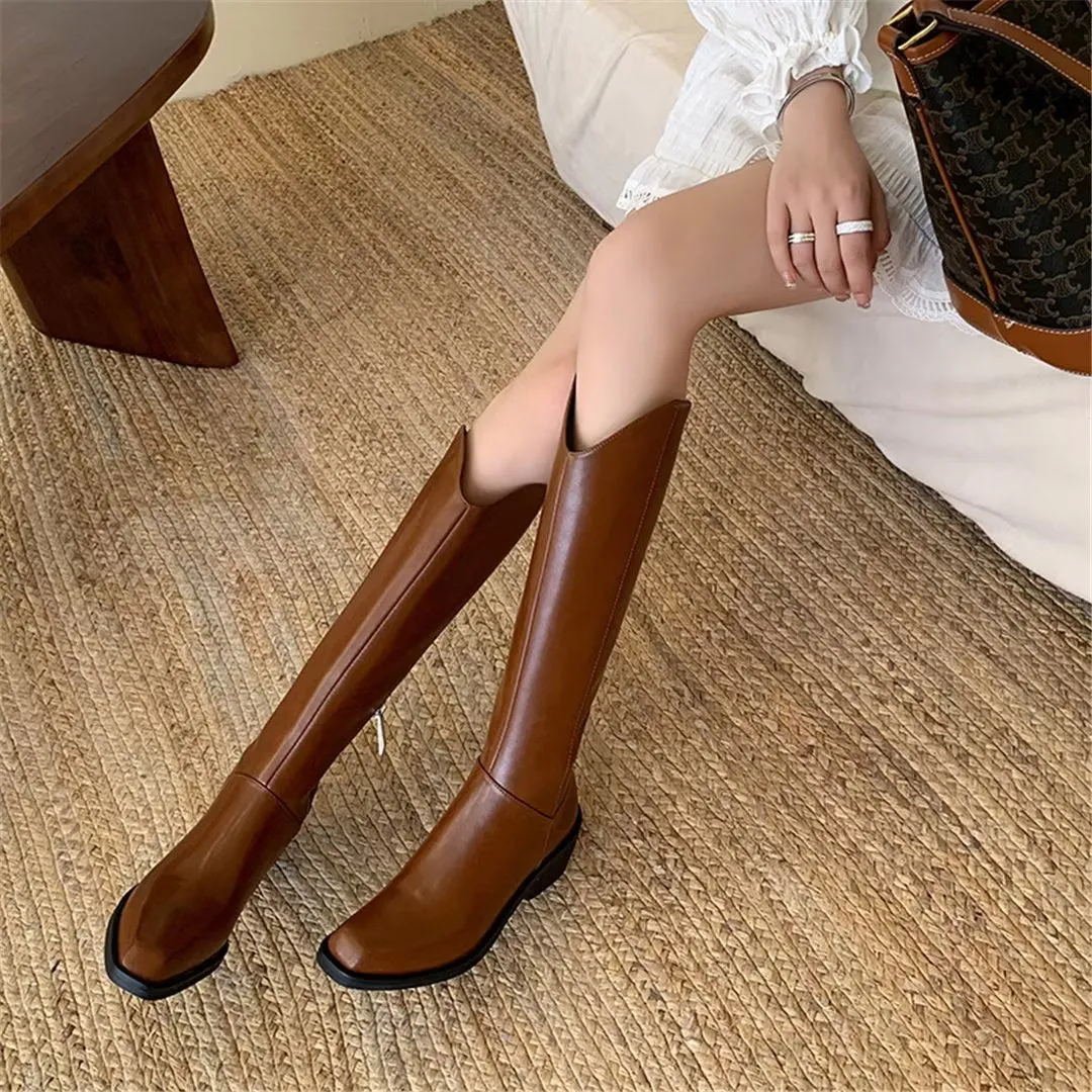LeatherLux Opulent Square Toe Winter Boots 1