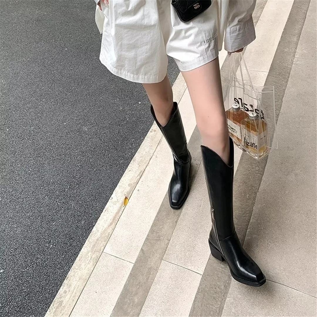 LeatherLux Opulent Square Toe Winter Boots 1