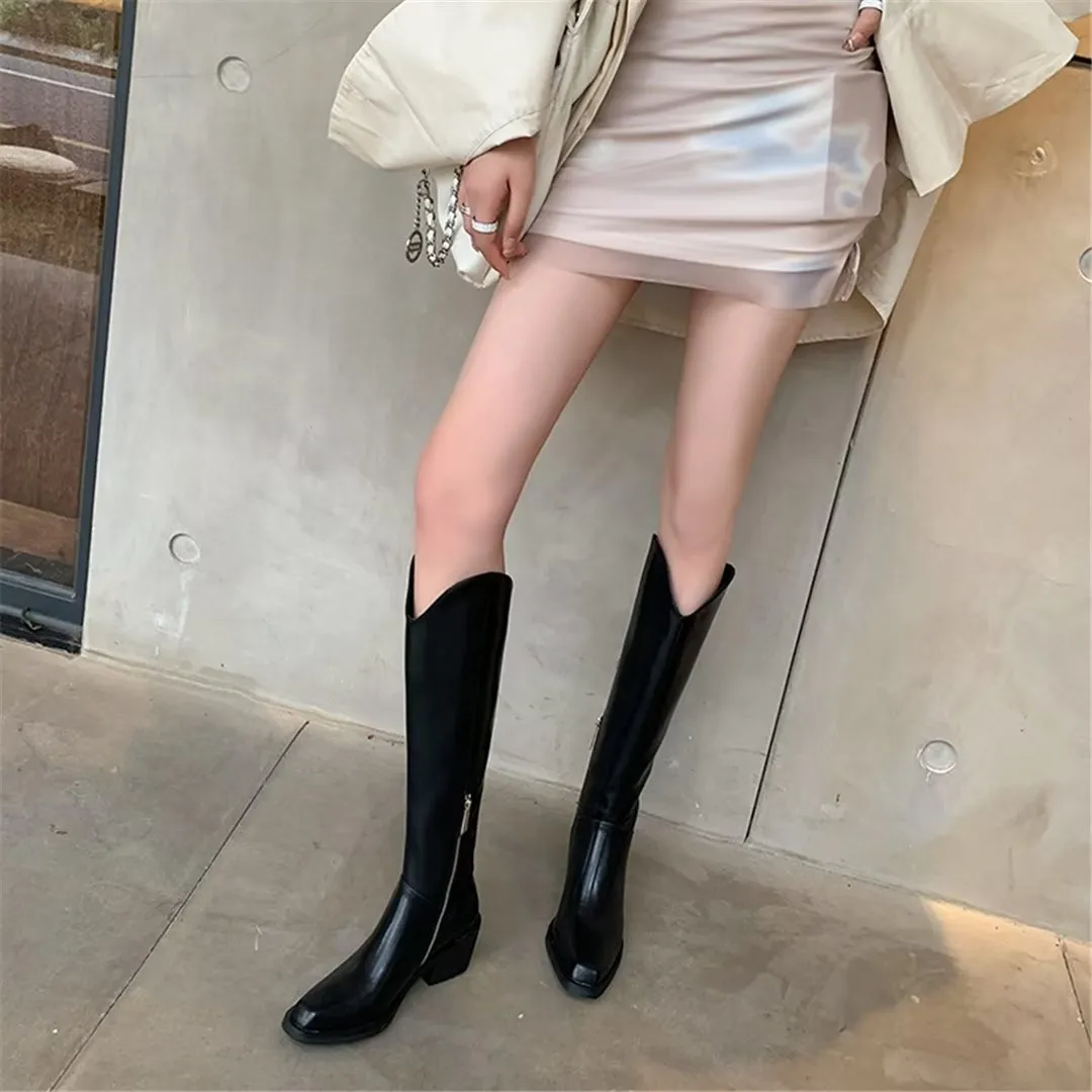 LeatherLux Opulent Square Toe Winter Boots 1