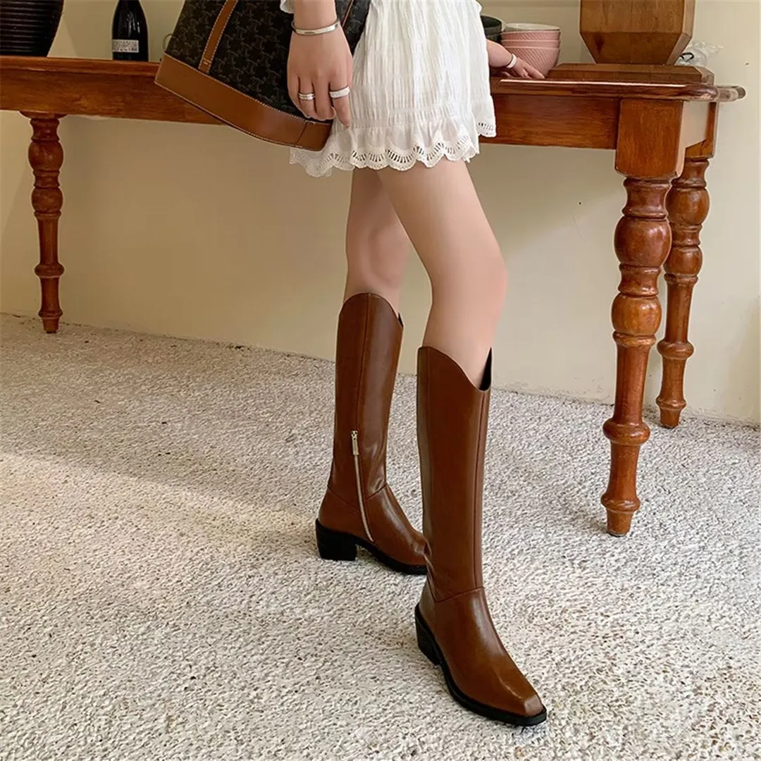 LeatherLux Opulent Square Toe Winter Boots 1