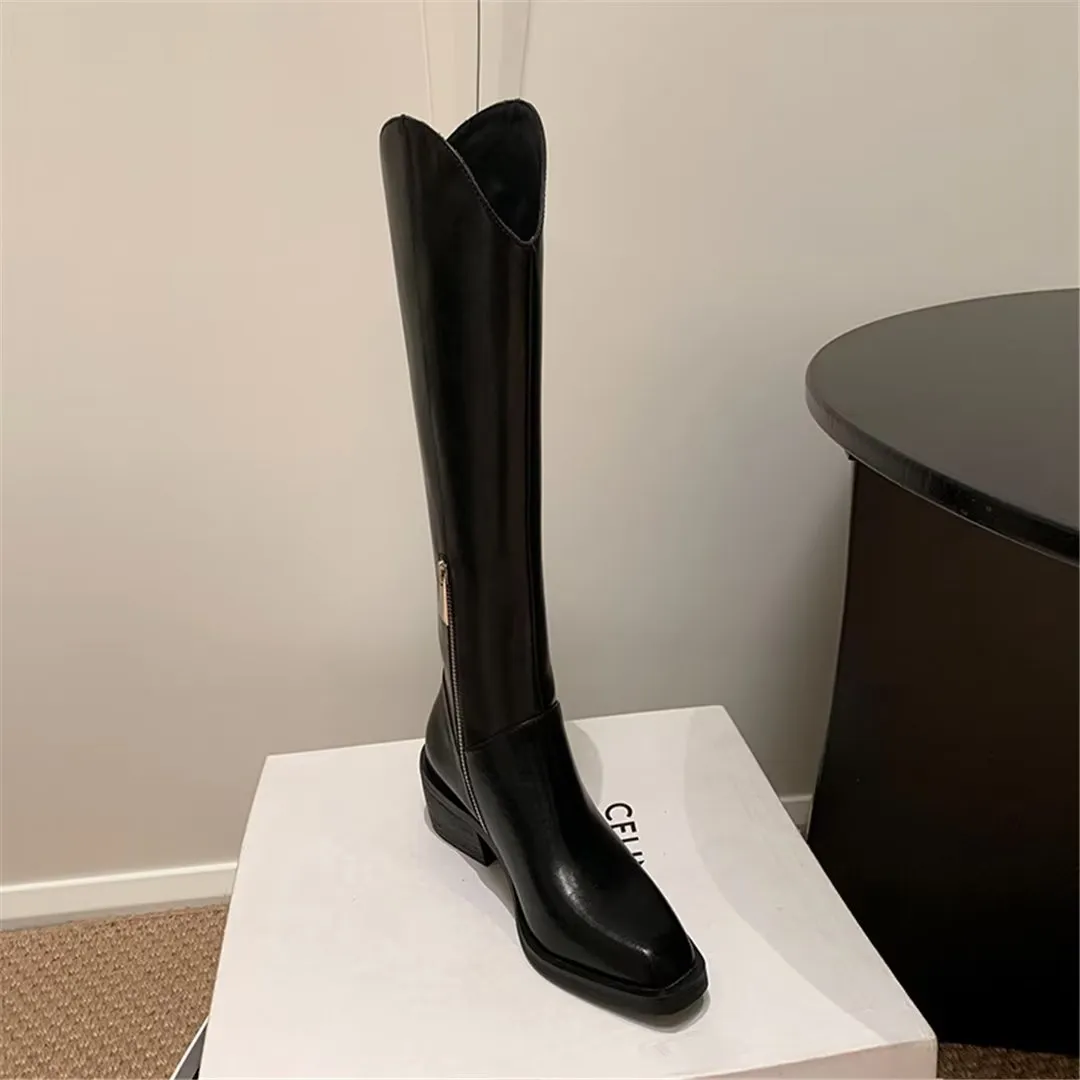 LeatherLux Opulent Square Toe Winter Boots 1