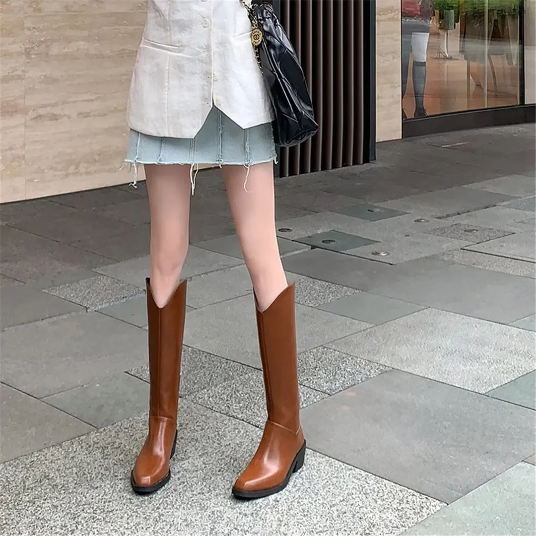 LeatherLux Opulent Square Toe Winter Boots 1