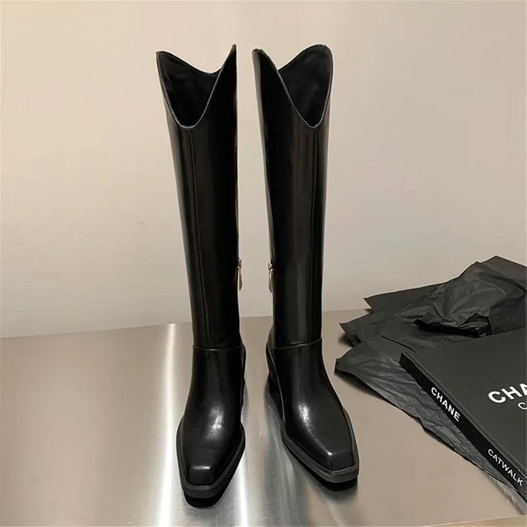 LeatherLux Opulent Square Toe Winter Boots 1