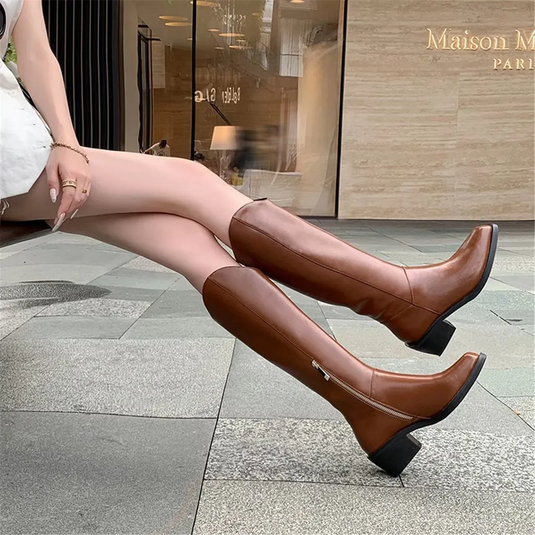 LeatherLux Opulent Square Toe Winter Boots 1