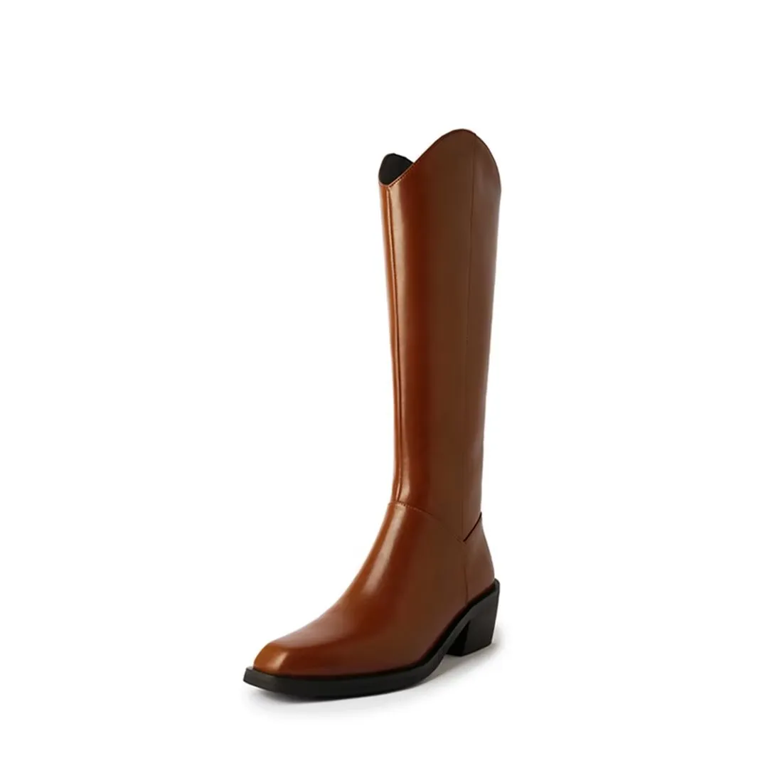 LeatherLux Opulent Square Toe Winter Boots 1
