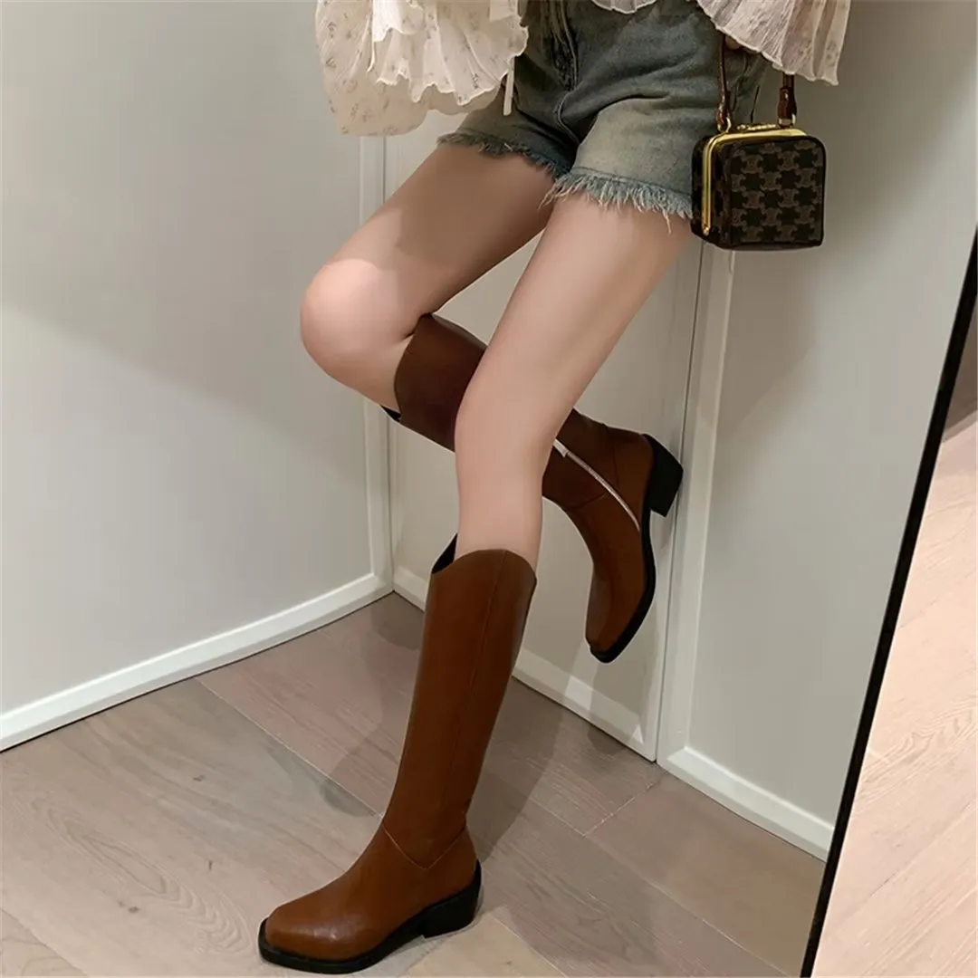 LeatherLux Opulent Square Toe Winter Boots 1