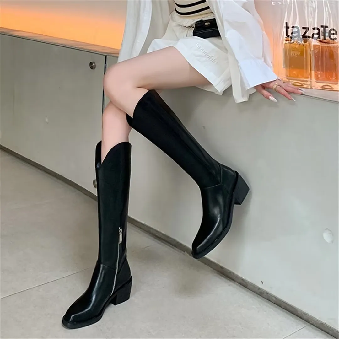 LeatherLux Opulent Square Toe Winter Boots 1