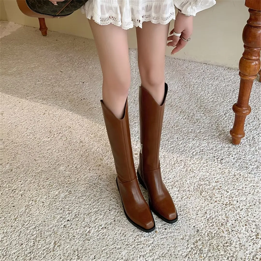 LeatherLux Opulent Square Toe Winter Boots 1