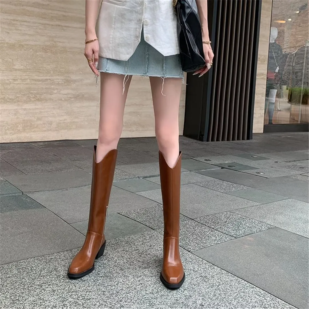 LeatherLux Opulent Square Toe Winter Boots 1