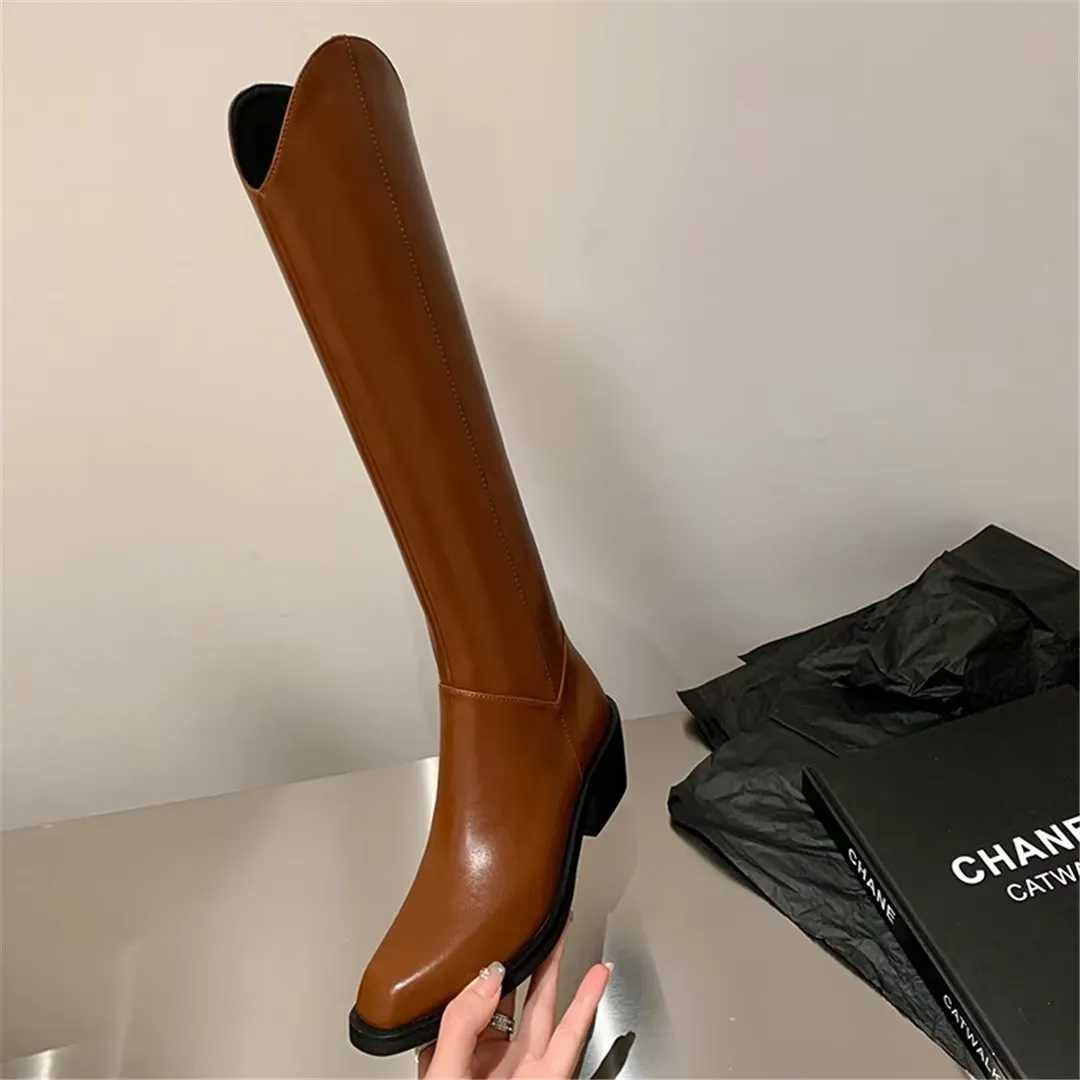 LeatherLux Opulent Square Toe Winter Boots 1
