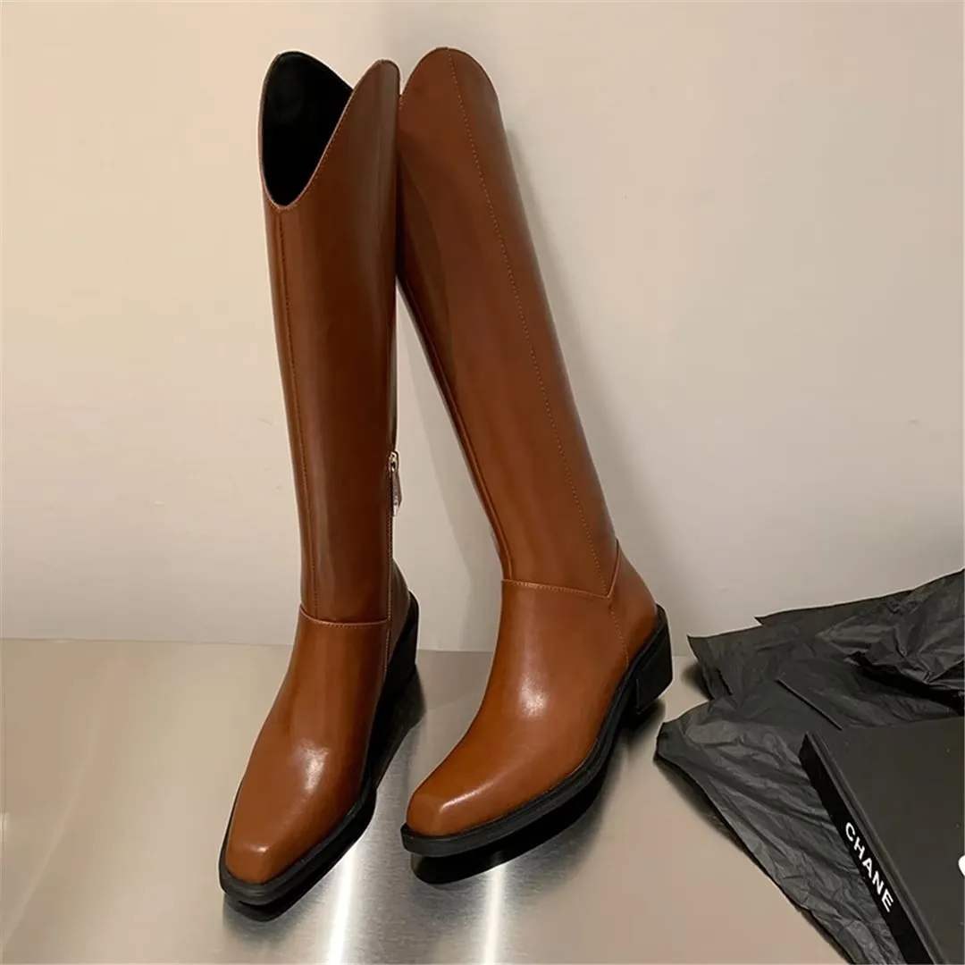 LeatherLux Opulent Square Toe Winter Boots 1
