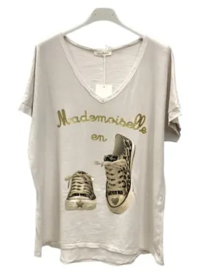 Mademoiselle Printed Cotton T Shirt One Size
