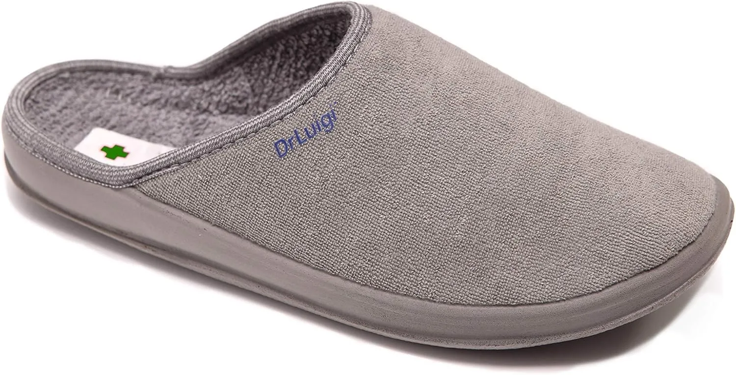 Medical Slippers for Men - Memory Foam Shoes Indoor Outdoor Italian Cotton - Made in EU - Relieves Pressure, Improves Peripheral Blood Circulation