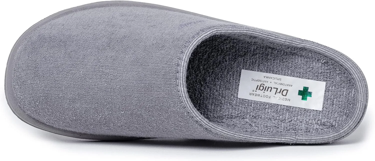 Medical Slippers for Men - Memory Foam Shoes Indoor Outdoor Italian Cotton - Made in EU - Relieves Pressure, Improves Peripheral Blood Circulation