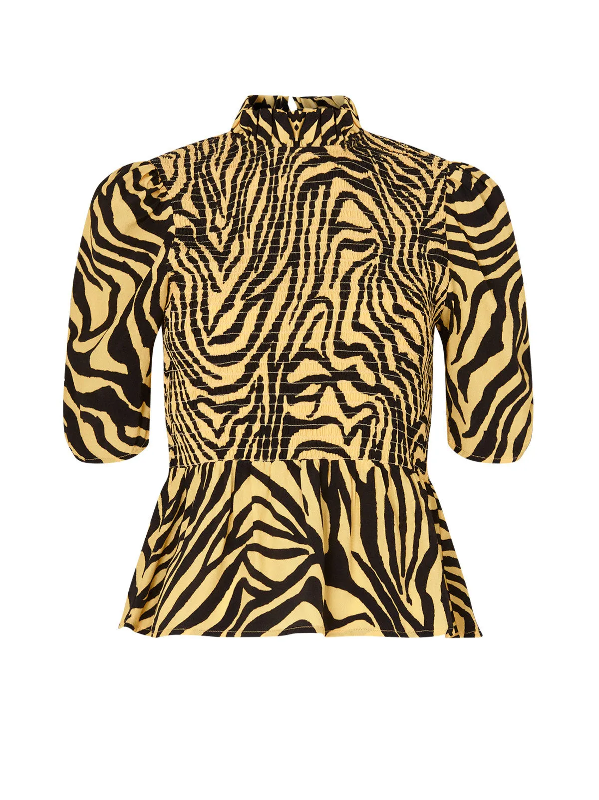Melody Yellow Zebra Print Shirred Top