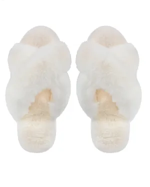 Memoi Beverly Fur Plush Slippers MZP05445, Ivory